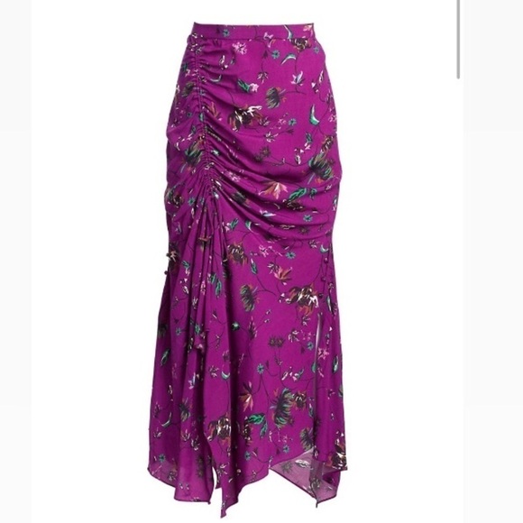 Tanya Taylor Vines Requel Silk Skirt in purple size 4 - Picture 2 of 5